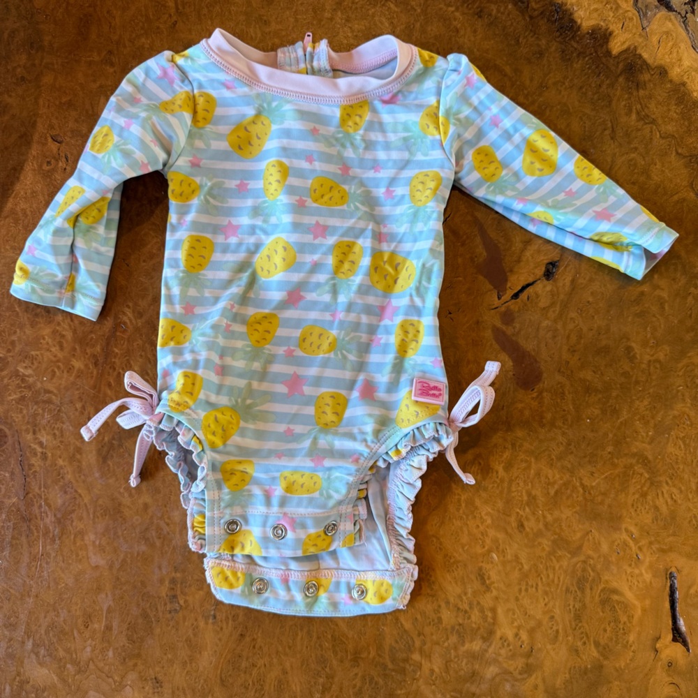 RuffleButts Pineapple Ruffle Romper Set | 3–6 Months | Summer